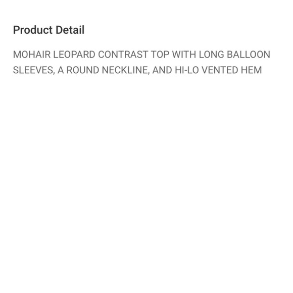 $20 start 8 LAST ONE ❤️ MOHAIR LEOPARD CONTRAST TOP - Picture 5 of 5